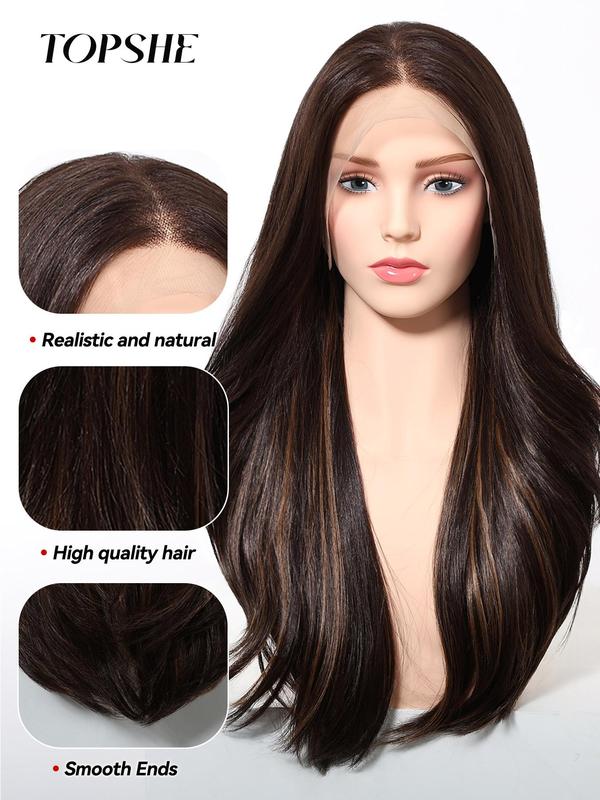24 Inch Long Wigs for Women, Gorgeous Fluffy Wigs without Bangs, Synthetic Lace Front Wigs for Party, Daily Use 6