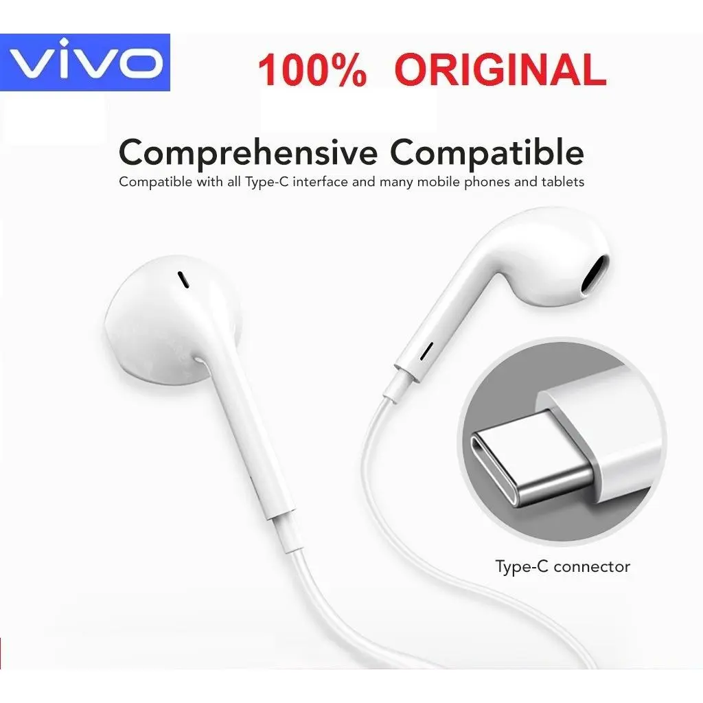 Vivo type C earphone X50 stereo headphone Hi-Res audio headset with mic