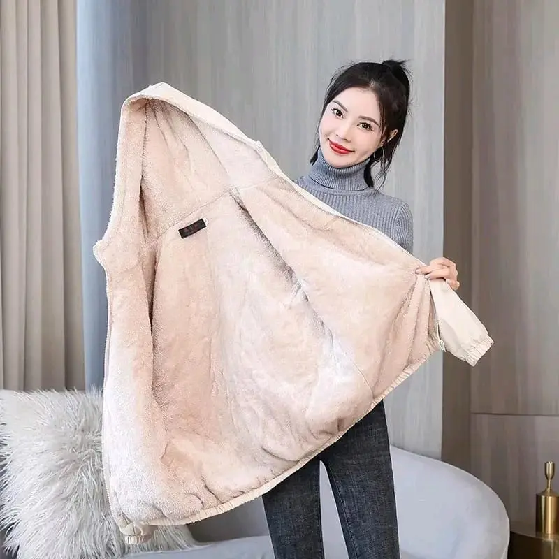 jaket winter wanita lapis bulu Musim dingin 4