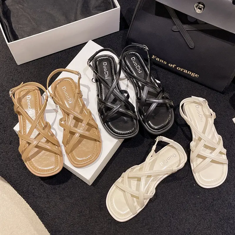 sandal nữ 2cm quai mảnh da mềm đi học, đi biển xinh xắn hàng fullbox 4