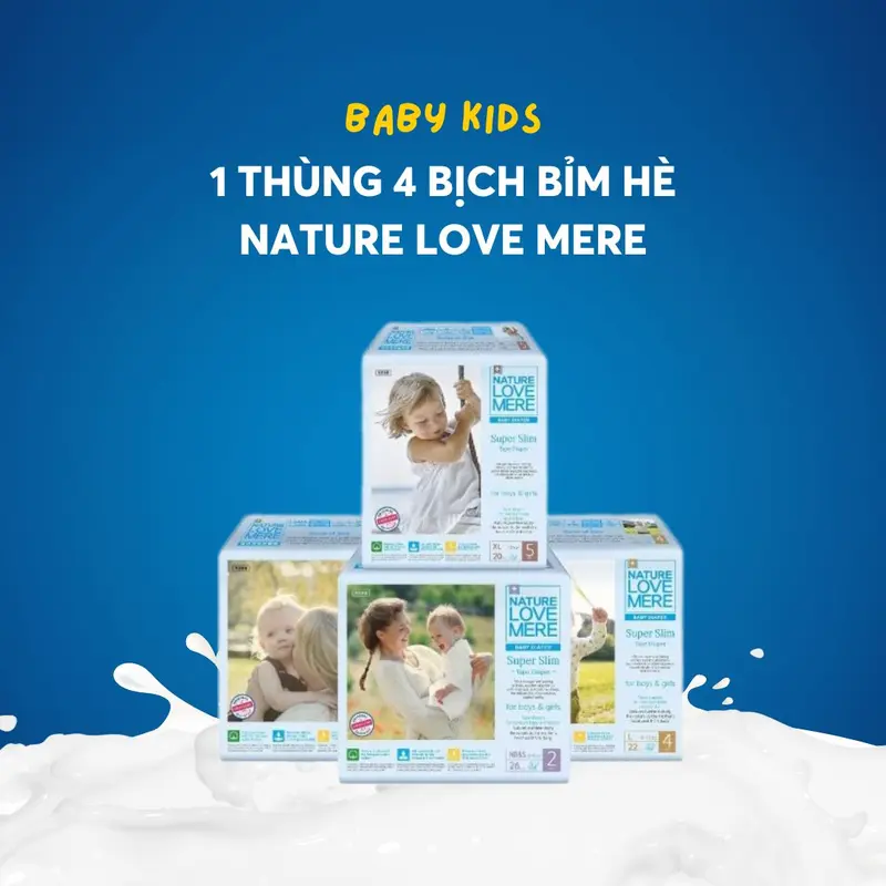 [BBK] 1 Thùng 4 bịch bỉm hè  Nature Love Mere (mẫu mới) mềm mỏng thoáng mát cho bé 2