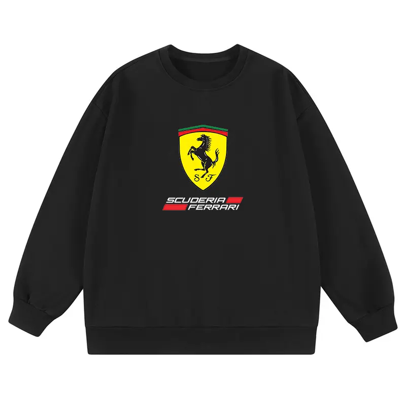 Áo Nỉ Nam, Ferrari, Dáng Rộng Vừa Vặn, Màu Trơn, Phong Cách, Thường Ngày, Thoáng Khí, Cổ Thuyền Tay Áo Dài, Thích Hợp Đi Dạo Phố, Đi Chơi Ngoài Trời