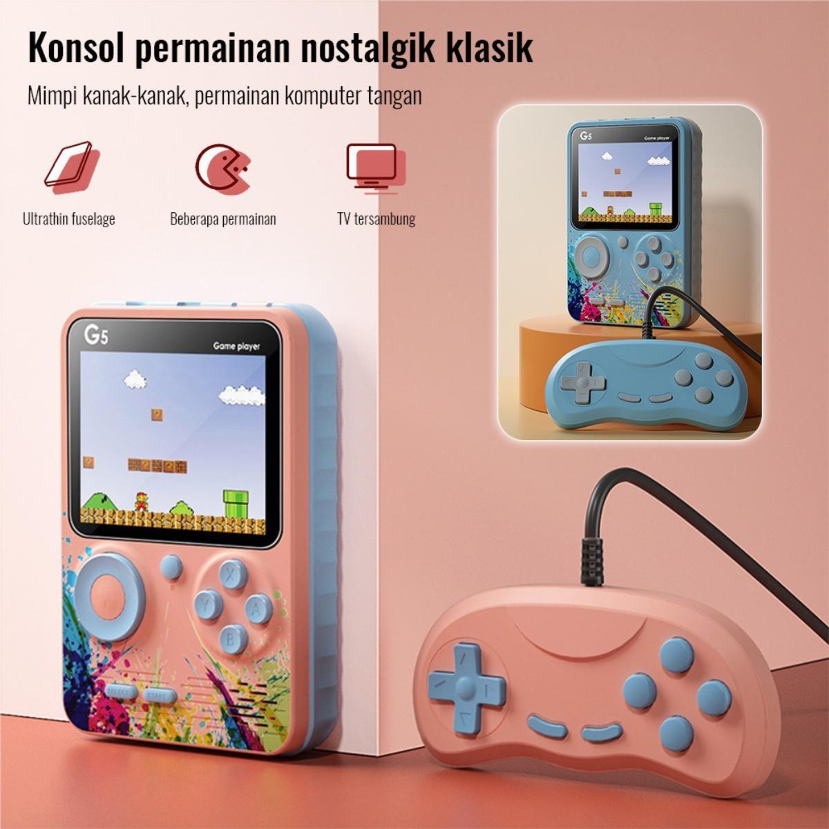 Konsol Game Boy Portable Retro Klasik, 500+ Game Bot Dalam, Kompatibel TV & Gamepad, Baterai 1000mAh, dukung 2 Player Stick G5, Hadiah Ideali untuk Fans Game Retro & Hiburan Berdua, Kualitas Terbaik untuk Pemain Game