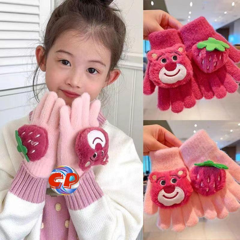 Găng Tay Giữ Ấm Mùa Đông Gấu Dâu Cho Bé, Găng Tay Gấu Dâu