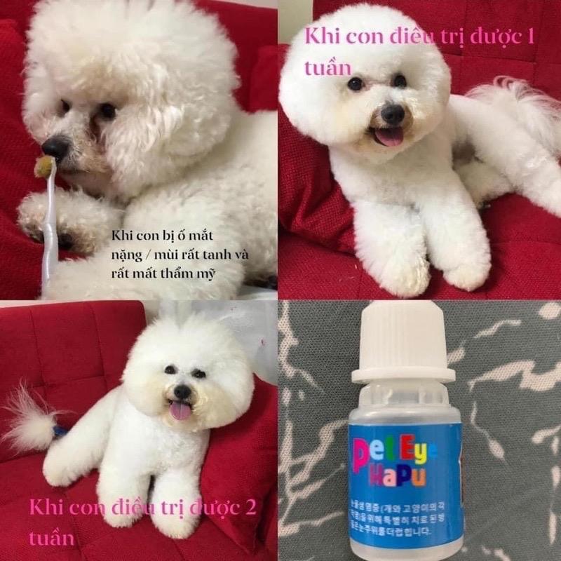 Nước nhỏ mắt Pet Eye HaPu giảm viêm tuyến lệ chảy nước mắt nhiều ố lông đau mắt viêm giác mạc rửa sạch bụi bẩn dưỡng khoẻ mắt cho chó mèo pio