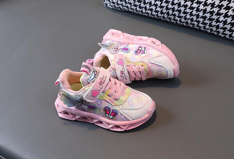 Product Introduction of with Light Girls' Shoes Spring and Autumn New Light Pumps Leather Fashionable Children's Sneakers Toddler Children Teens Princess Shoes 13
