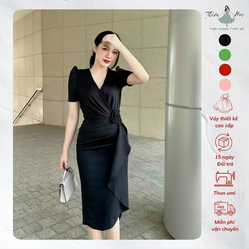  Đầm body bông eo cổ tim Trơn Ôm gọn váy body nữ đính hoa ở eo co giãn Bigsize Mã body b46 