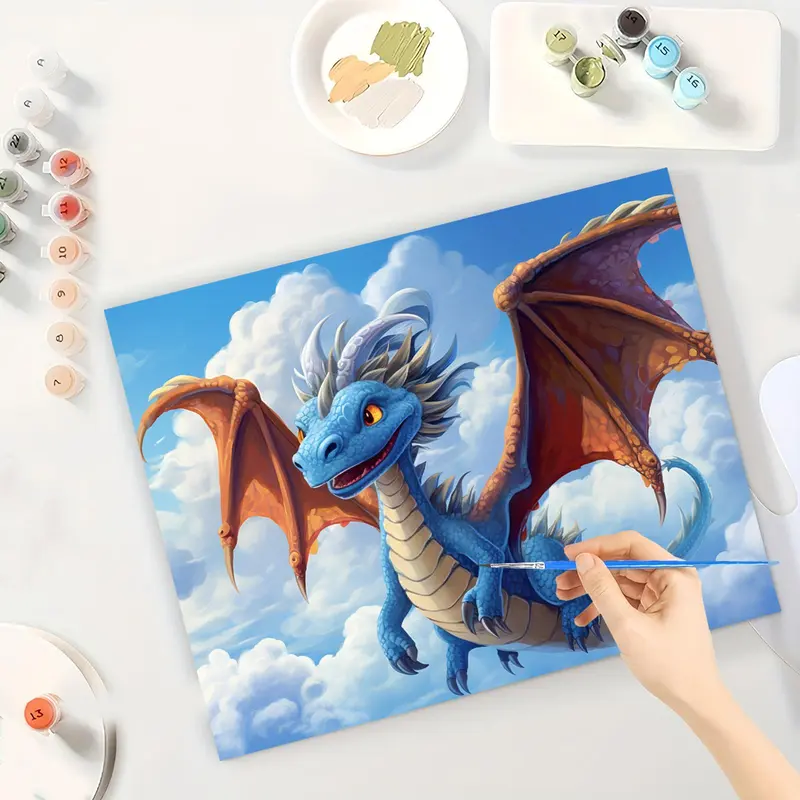 DIY Painting by Numbers Kit, Dragon Pattern DIY Oil Painting without Frame, Wall Art Decor for Home Living Room Bedroom 5