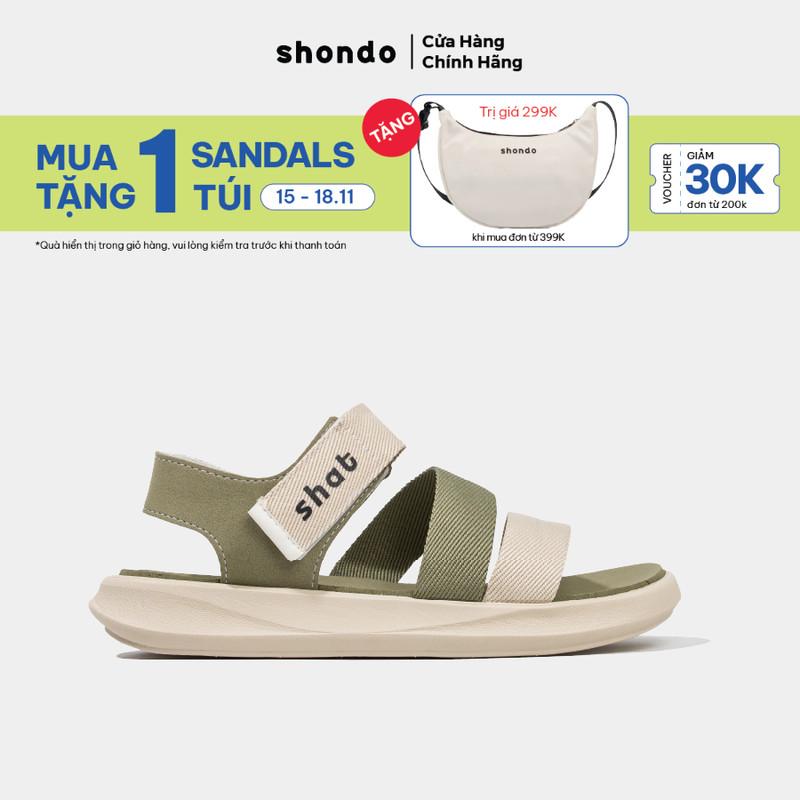 [Nên tăng 1 size] Giày Sandal Nam Nữ SHONDO Shat S2 Thời Trang Nhẹ Êm Đi Học, Đi Làm Be Xanh Rêu S2M2525