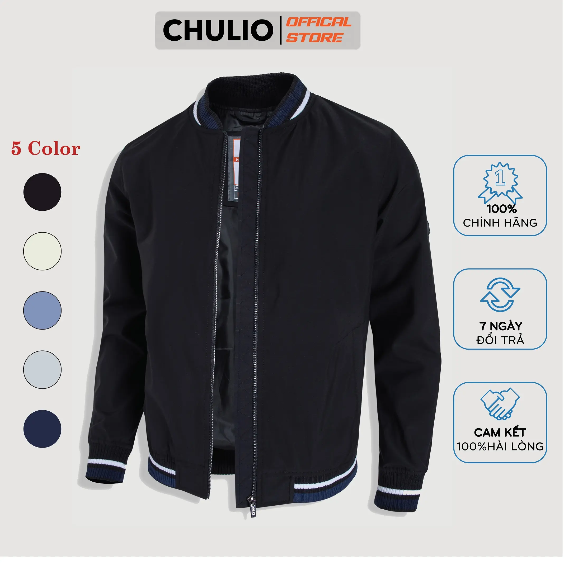 Áo Khoác Bomber Nam Chulio tiêu chuẩn Xuất Khẩu cản gió tốt, form dáng đẹp
