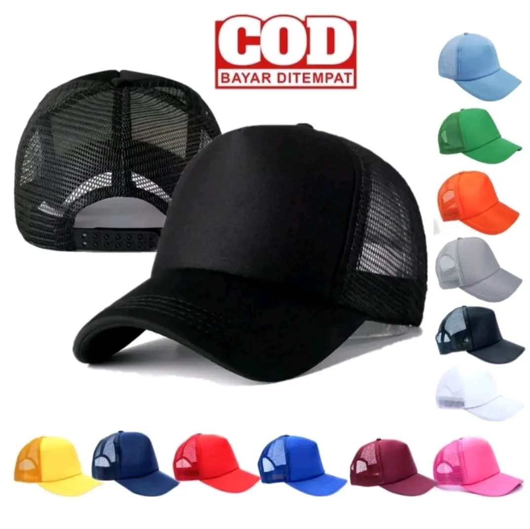 Topi Polos Jaring Trucker Dewasa Pria Wanita Hat