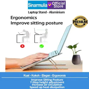 Laptop Stand laptop Aluminium Portable - Dudukan/Meja Laptop Portable Metal - SPACE GREY