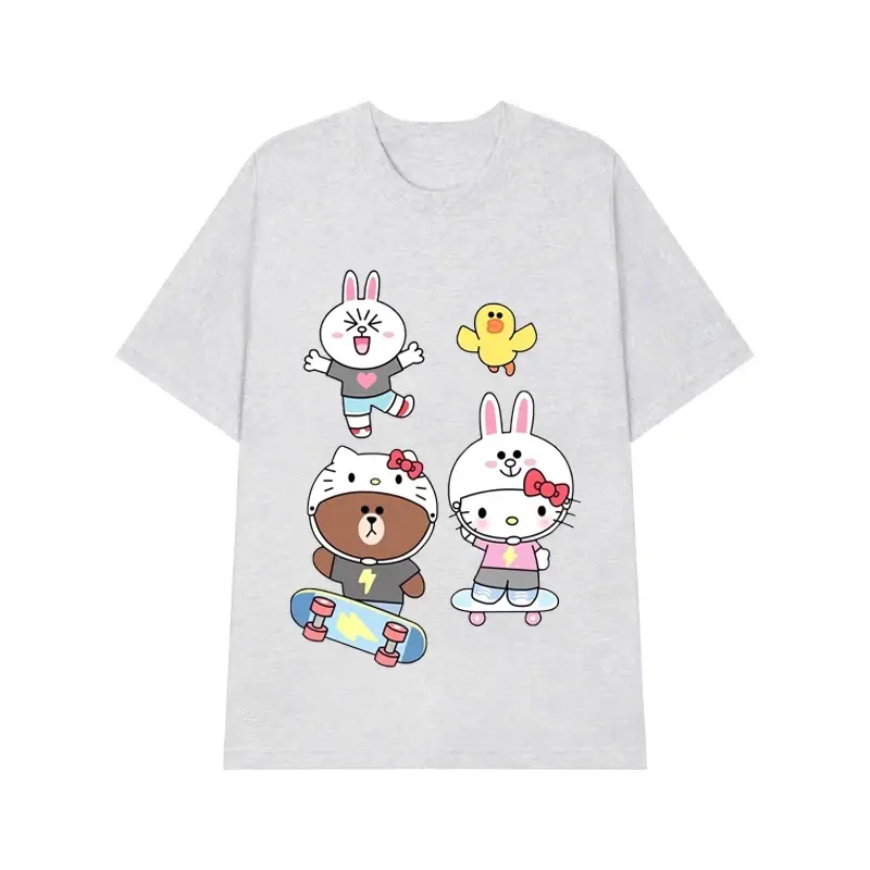 Áo Thun Trẻ Em Hình Gấu Nâu Và Hello Kitty Trượt Ván Siêu Đáng Yêu, Chất Vải Thun Cotton Dành Cho Bé 4