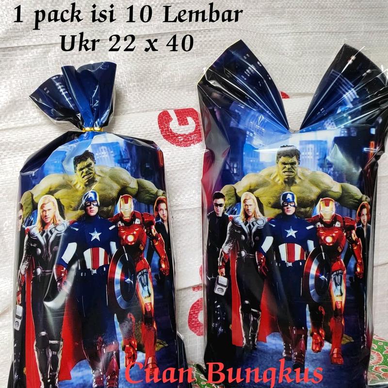 Plastik Snack Ulang Tahun (ultah) / Plastik Karakter / Plastik OPP AVENGER 10 pcs Ulang tahun 1