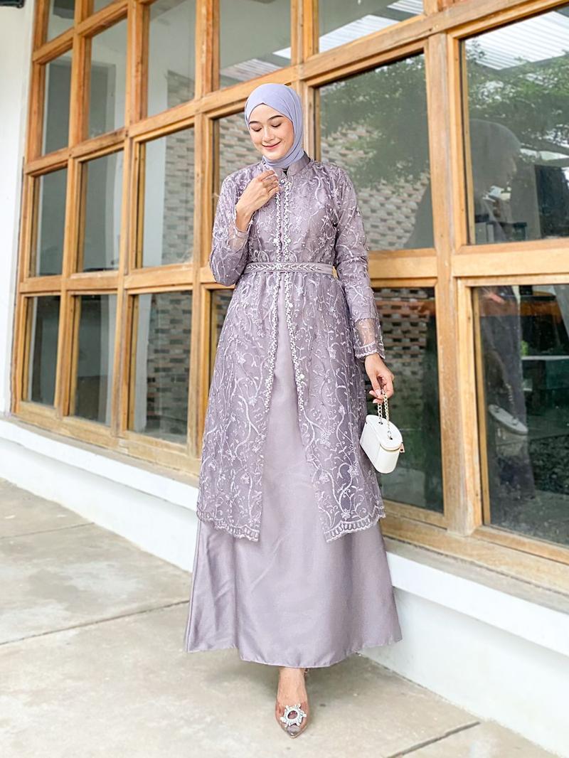 Product Introduction of Julissa Dress Free Outer Brokat Tille Mutiara Rompi Kondangan Gamis Pesta Polos 16