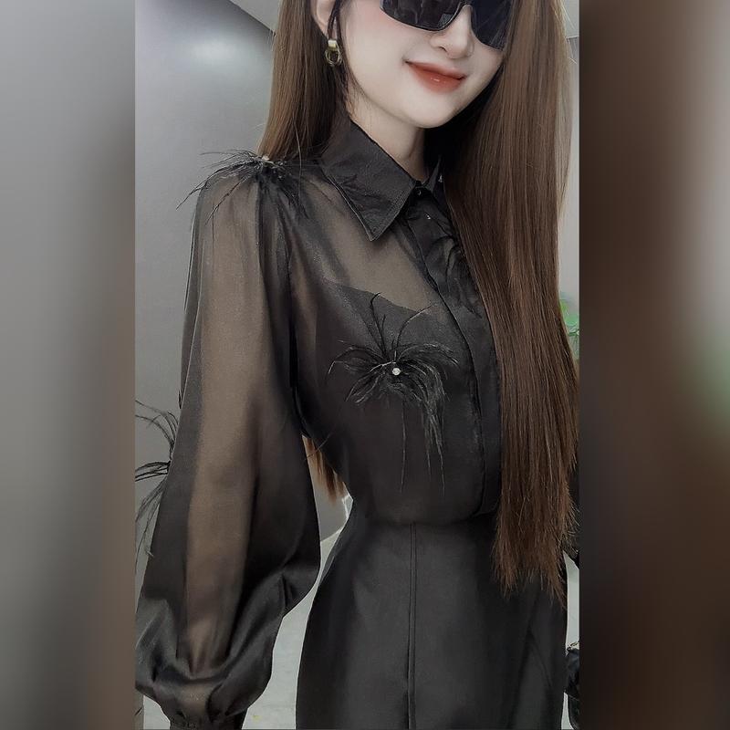 Product Introduction of Socomo Set bộ áo sơ mi tơ kèm chân váy chữ A tacfa B262024 Nữ Women Kem Top 19