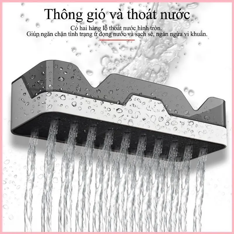 NIJIEOASHOP Kệ để đồ nhà tắm dán tường, kệ chữ nhật không cần khoan tường nhựa PP cao cấp, sang trọng Dimino 5