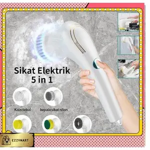 EzzyMart I4 Sikat Elektrik 5 in 1 Handheld Sikat Kamar Mandi Rotasi Cerdas 360° Derajat Kebisingan Rendah Tahan Air