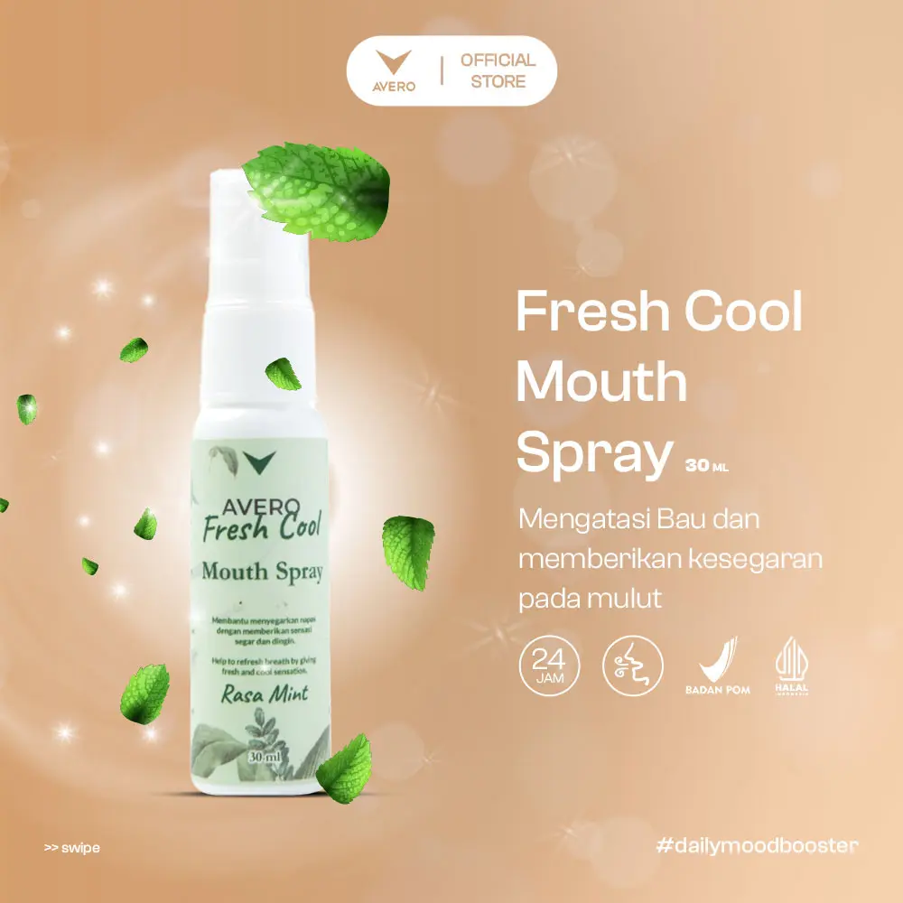 AVERO Fresh Cool Mouth Spray - BPOM Parfum Mulut, Pengharum Mulut & Penyegar Mulut
