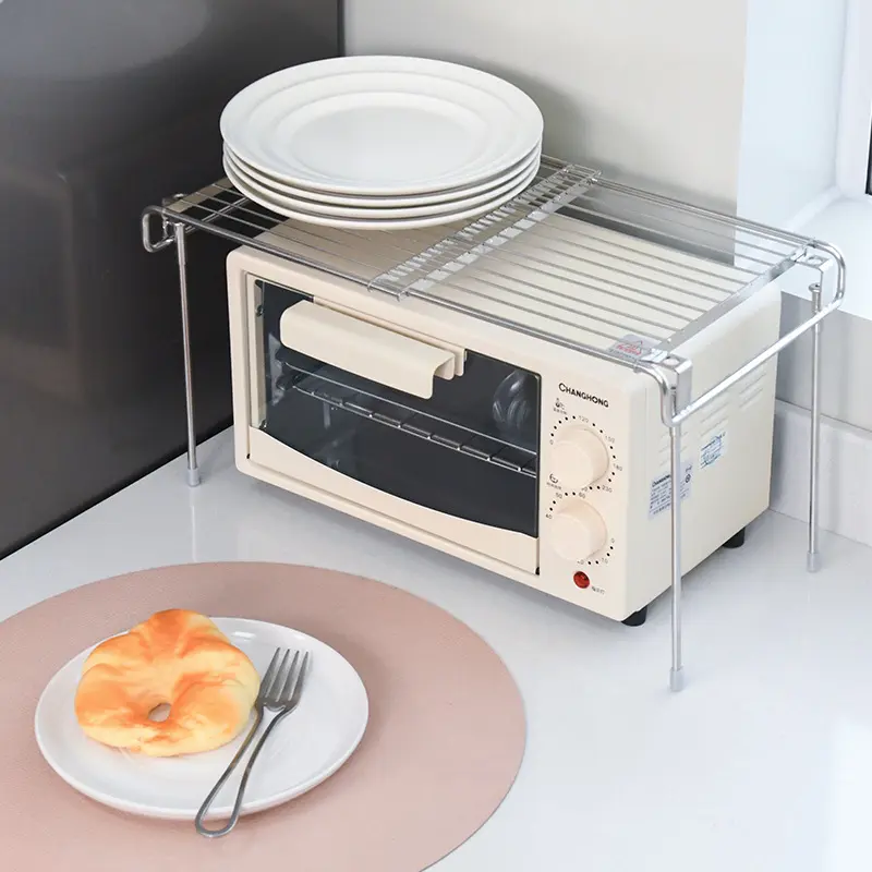 Kitchen Oven Shelf Retractable Countertop Rice Cooker Storage Rack 304 Stainless Steel Air Fryer Storage Rack