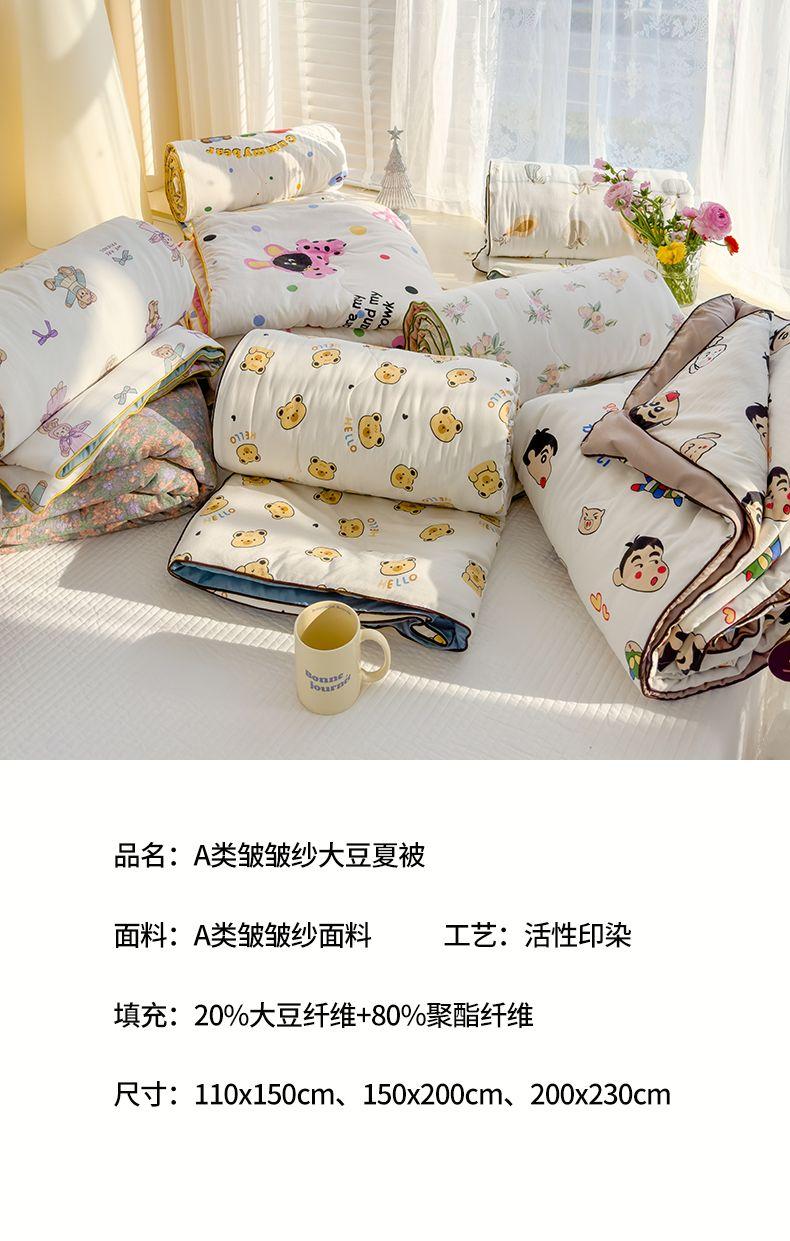 Product Introduction of 2025 Ins Cartoon Double Layer Gauze Class A Summer Cool Quilt Children's Thin Summer Air Conditioning Quilt Student Single Washable Summer Quilt 1