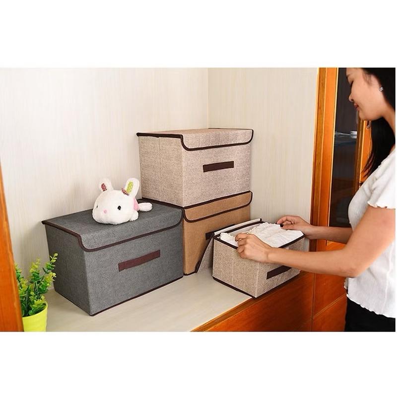 ￼Hộp đựng đồ bằng vải, combo 2 hộp to nhỏ 5