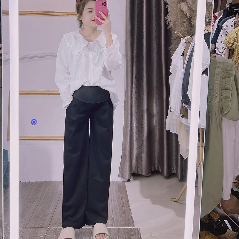 Quần bầu xuông chất umi hàn co giãn thoải mái,có đáp bụng và chun điều chỉnh