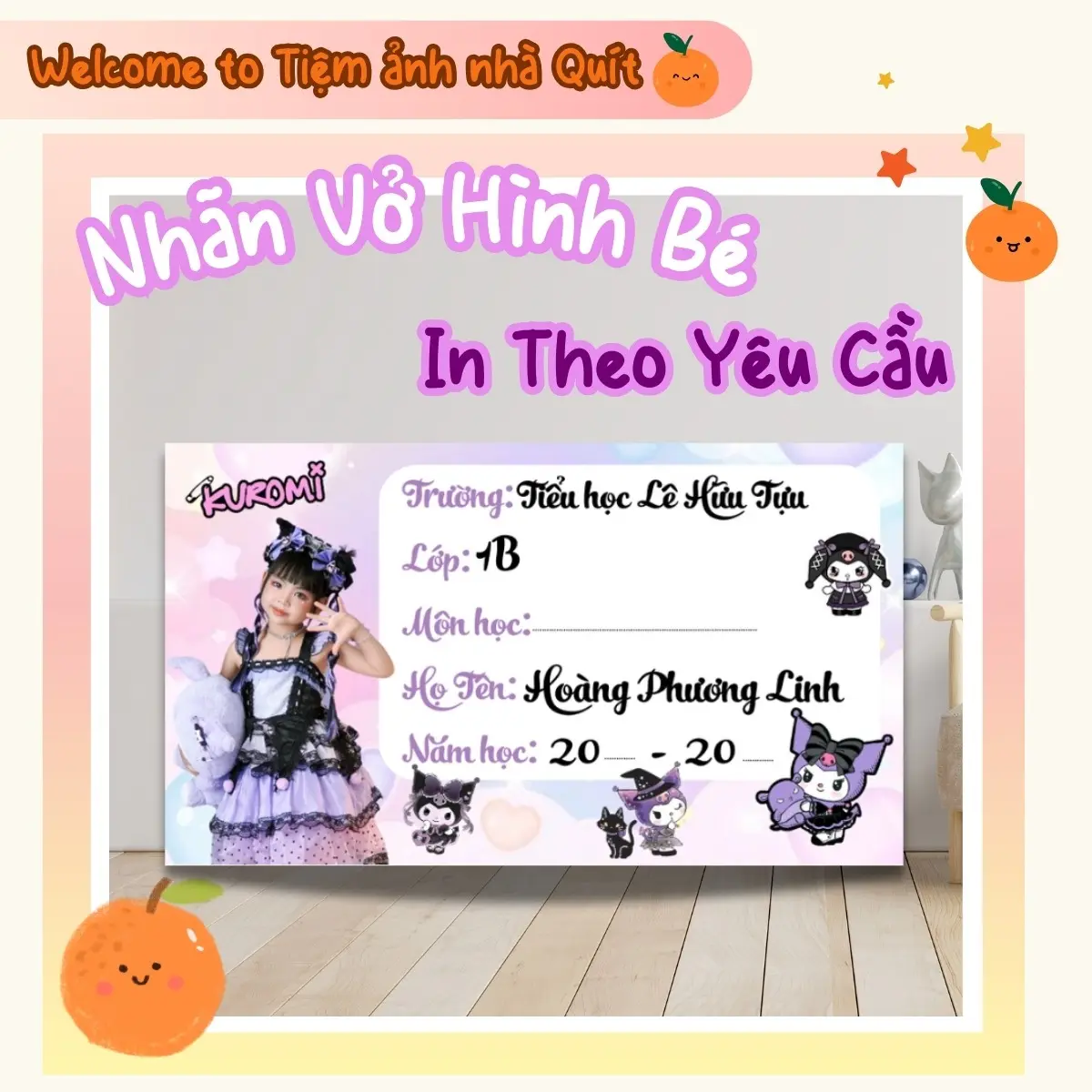 Sét 45 cái Nhãn Vở In Hình Bé, in Theo Yêu Cầu Cho Học Sinh Đồ Dùng Học Tập