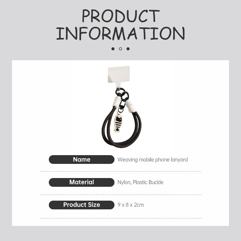 【COD】[Model Terbaru]Ikan Kecil Ponsel Kucing Lanyard Phone Case Woven Pendant Kamera Pendek Phone Lanyard