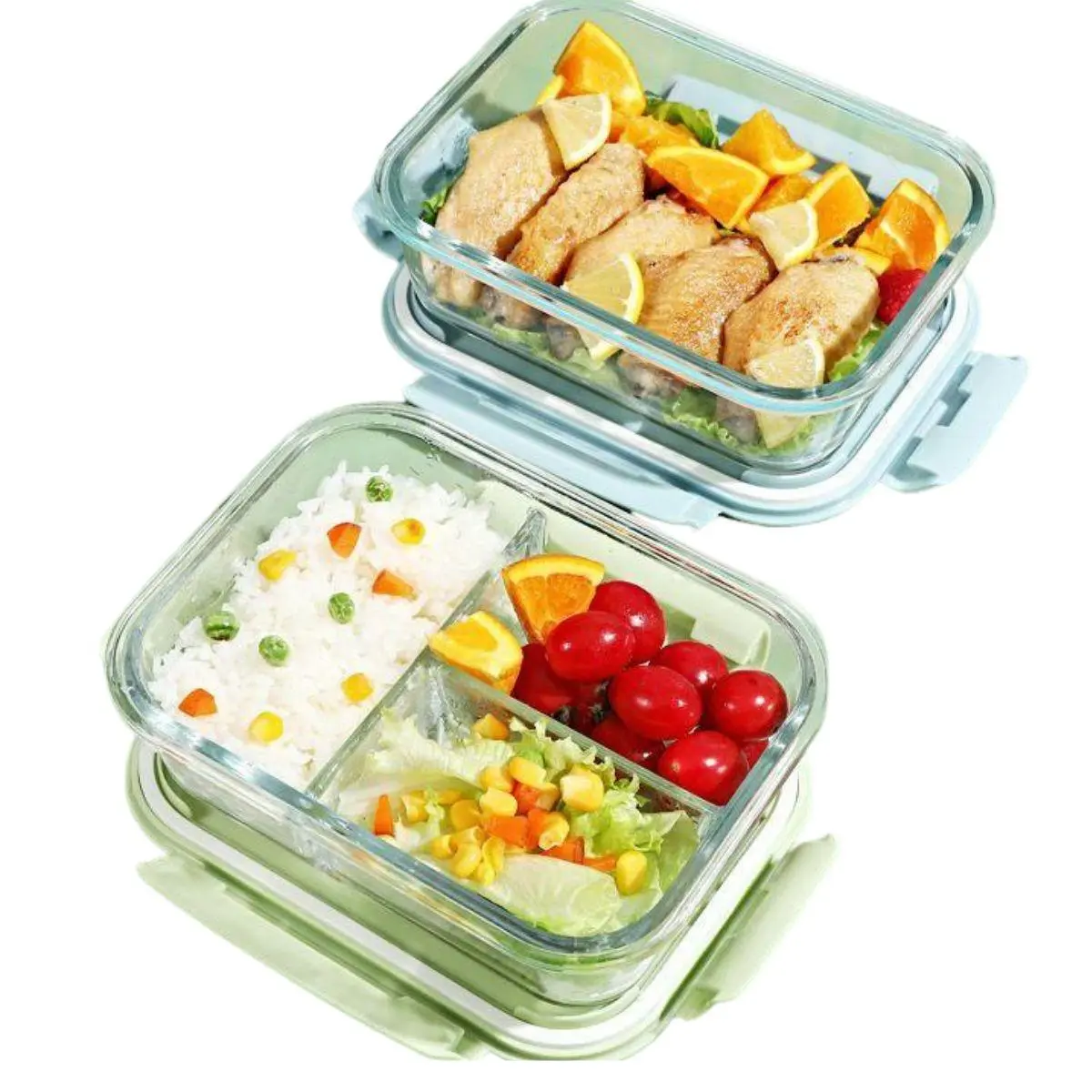 Bekas Kaca Glass Lunch Box Food Container Tupperware Box Bekas Makanan Tahan Panas Portable  Airtight Lunch Box Microwave Safe Glass Fresh Keeping Bento Box Freezing Heating Safe With Lid High Quality Food Grade Bekas Makanan Selamat Kitchenware Silicone