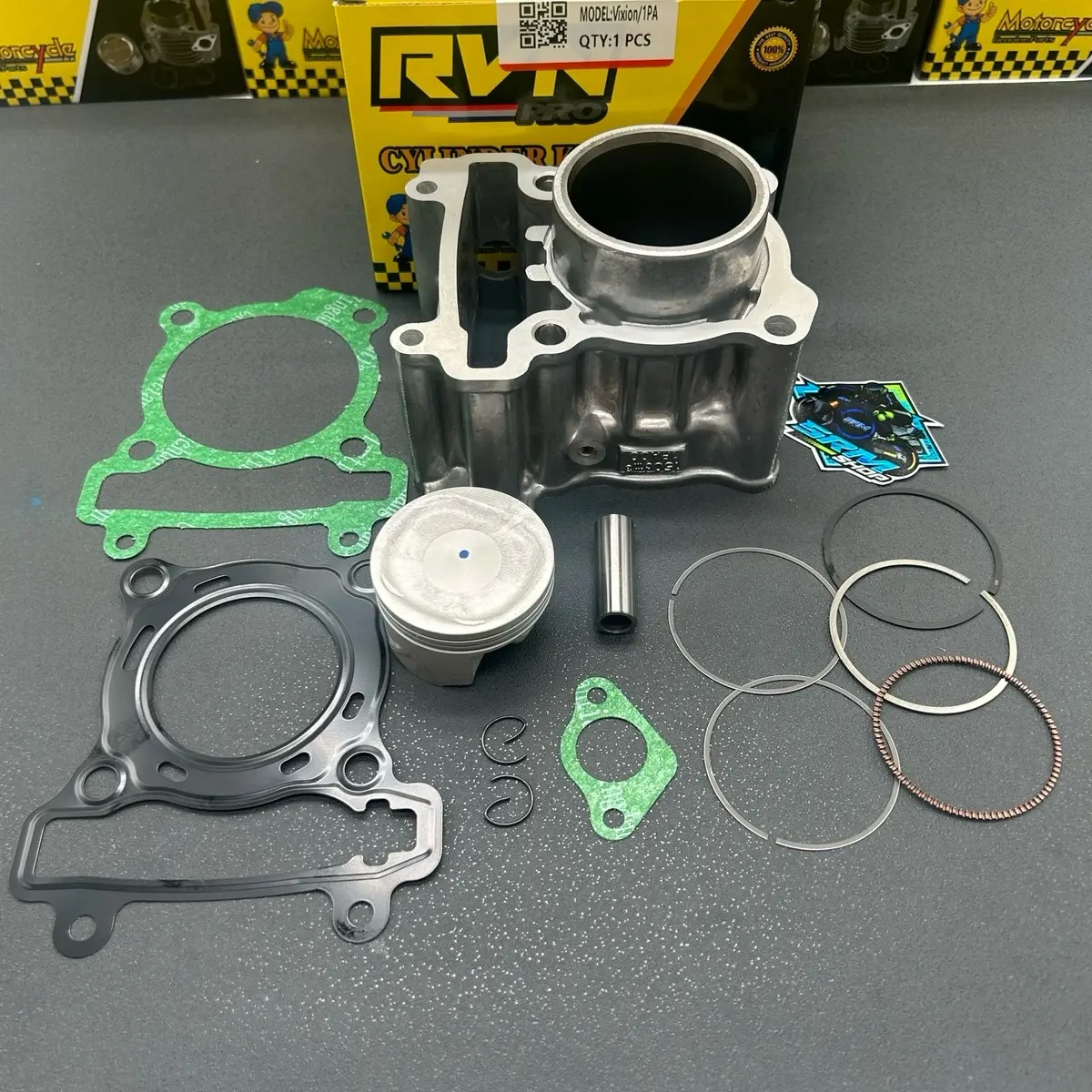 Blok Seher Boring Vixion Old - Vixion New - R15 - Jupiter Mx Old - Jupiter Mx New Original RVN Kode 1PA - Blok Seher Vixion 1PA Free Piston Kit Dan Paking Original RVN