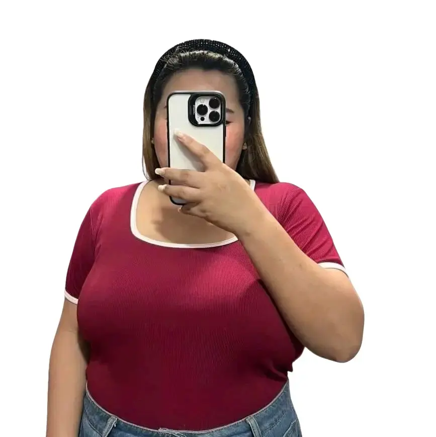 Lg. Clothing  2-tone squareneck plus size full length top  Casual Womenswear Shirts