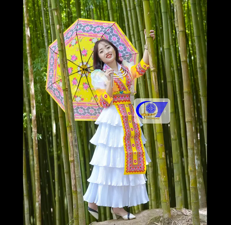 Bộ váy áo màu vàng Tiab Tsho Hmoob - Thời Trang Hmong 4S 1