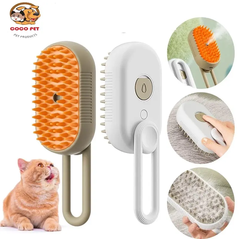 Lược Chải Lông Hơi Nước Cho Chó Mèo 3in1, Lược Chải Lông Thú Cưng Tích Hợp Massage Và Xịt Nước Làm Sạch Kèm Cáp Sạc USB 4