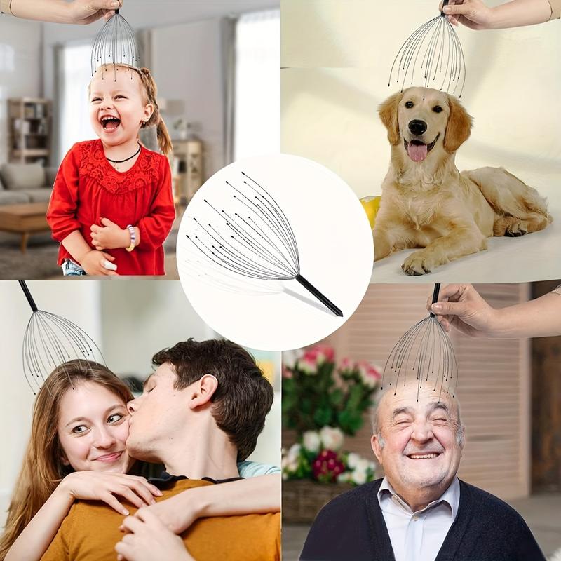 Product Introduction of 1pc 20-Finger Metal Head Massager, Handheld Scalp Tingler for Deep Relaxation, Stress, Family Grade Head Massage Tool for Men and Women, Scalp Massager 5