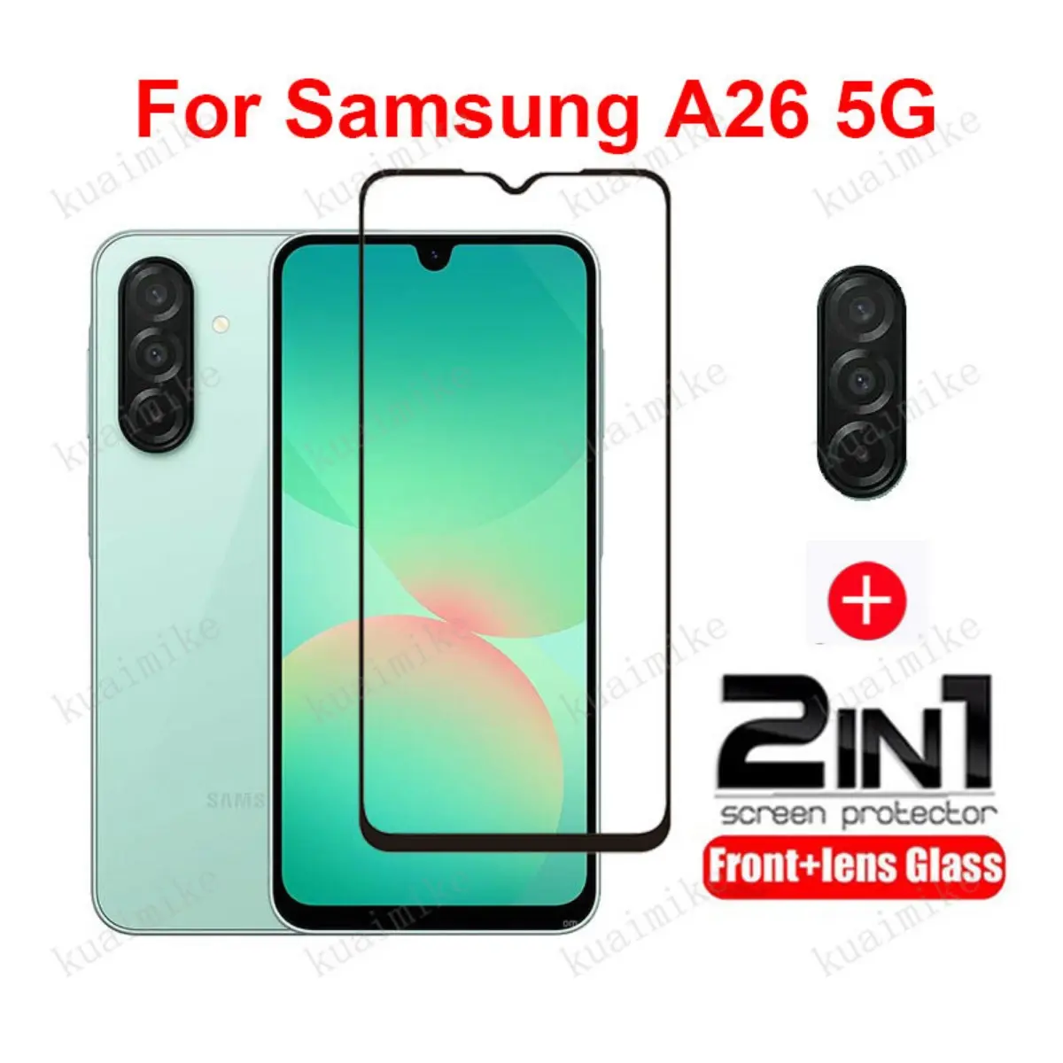 Tempered Glass Compatible for Samsung A26 A56 A36 A06 A16 LTE A11 A12 A13 A14 A72 A52 A52s A42 A22 A32 5G 2 in 1 Full Cover Camera Lens Glass Screen Protector Glass Film