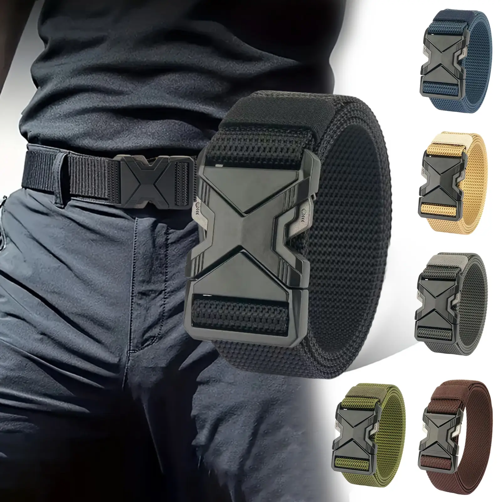 Men'S Outdoor Multi Function Canvas ABS Buckle Nylon Belt Training Quick Hanging Belts