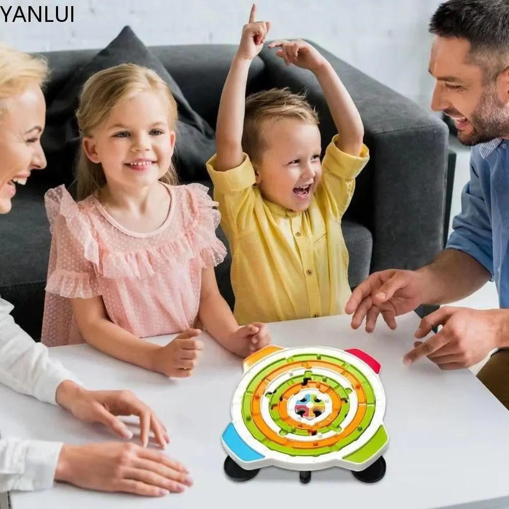 YANLUI Strategy Board Plastics Round Ball Games Rich Path Early Education Maze Board Game Montessori Portable Puzzle Maze Board Toys Parent-child Interactive