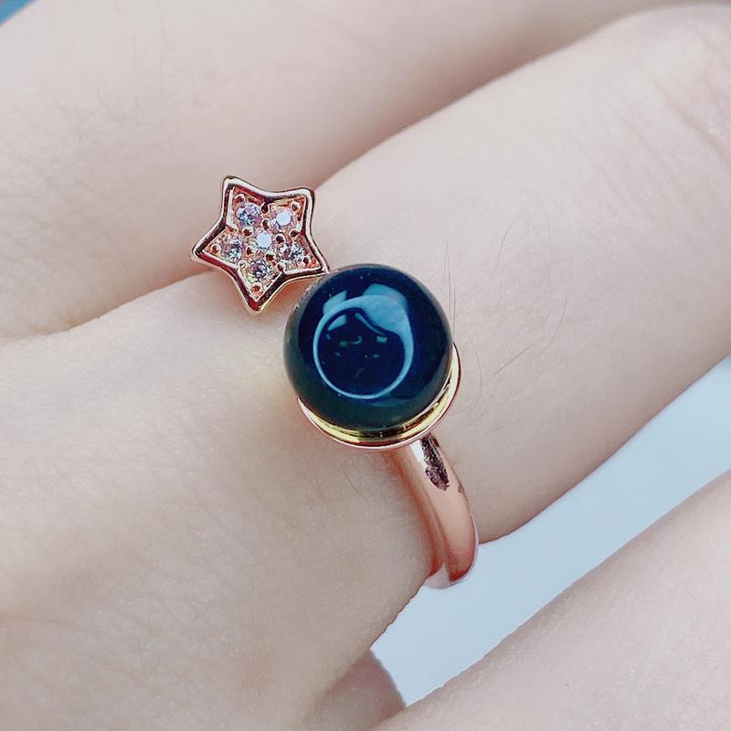 Premium Amber Blue Amber Women's Ring Star Inlaid Adjustable Open Finger Ring Casual Versatile Direct Sale 0