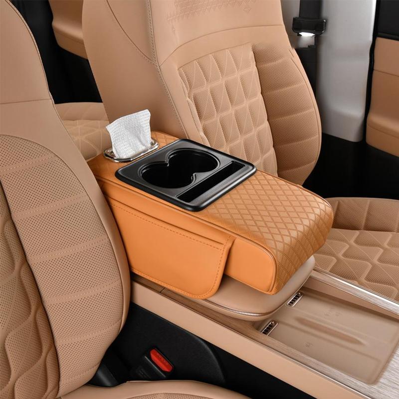 Car Armrest Pad Storage Bag Cup Holder Tissue Box Slot Car Mobile Phone Slot Auto Accessories Interior Storage Pieces 6