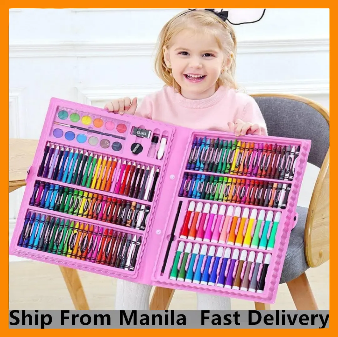 168 Pcs Kids Super Mega Art Coloring Set Color Pencils for Drawing Children Crayons Oil Pastels Pen 168pcs Coloring Set