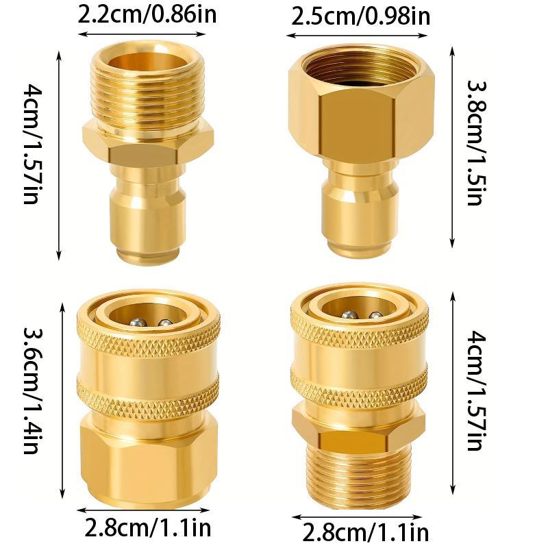 Pressure Washer Quick Disconnect Adaptor Set, M22-15mm to 3/8" Quick Release Couplers, All Solid Brass Connector Compatible with Sun Joe, Power Washer Adaptor, Power Tool Accessories 2