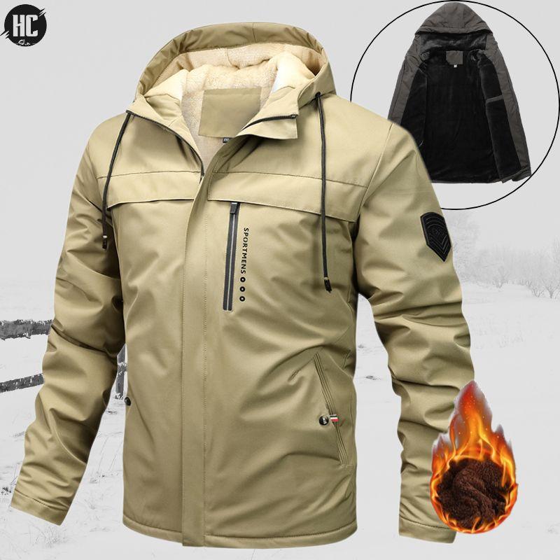 Áo ấm nam lót lông cừu SITAKI Áo dù lót lông có mũ trùm đầu giữ ấm thoải mái chống gió chống rét thời trang cho nam