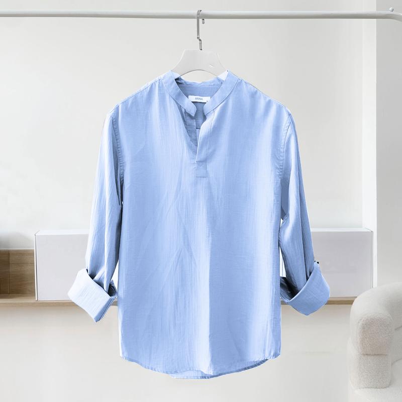 Product Introduction of Áo Sơ mi Dài Tay Nam, Áo sơ mi Nam Cổ Tàu chất vải đũi xước ( Loại đẹp ) 63