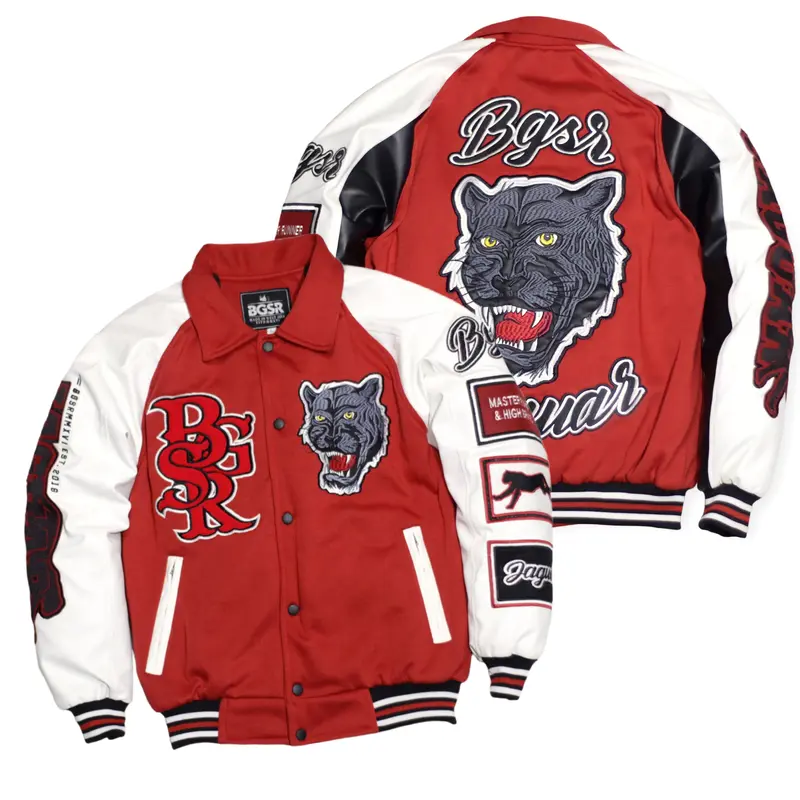 Jaket Varsity Baseball Jacket Vintage Windbreaker Bordir Tebal Jaguar Premium BGSR Terbaru Pria Wanita Bomber Distro Casual Cowok Keren Fleece Sweater Hitam 7