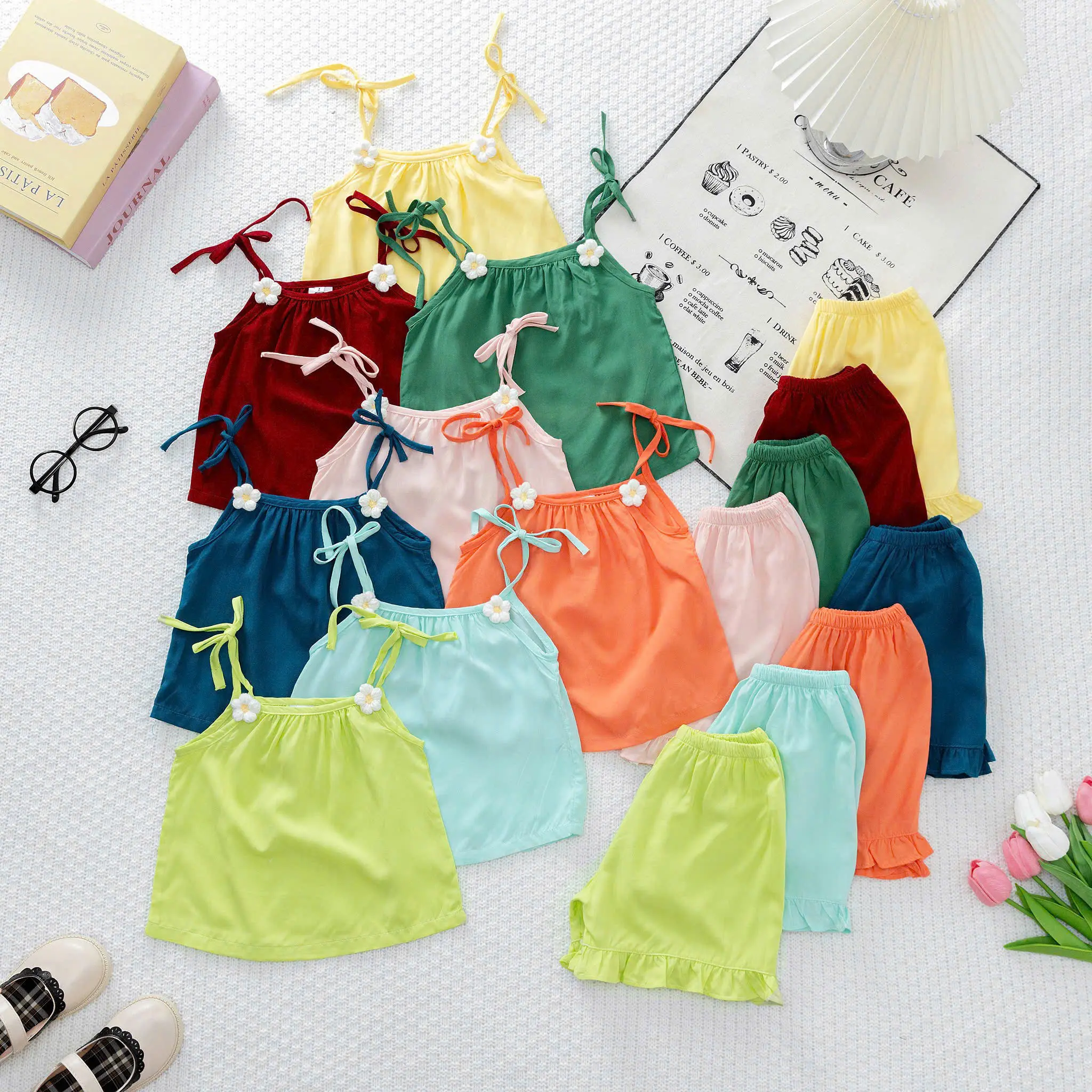 Bộ Đùi 2 Dây - Đồ Bộ Bé Gái - Bộ quần áo Tole Loại 1 mềm, mịn, mát size 9-35 kg Bé gái 7-8 năm đồ ngủ Voi quần  áo  ngủ  cho  bé  gái