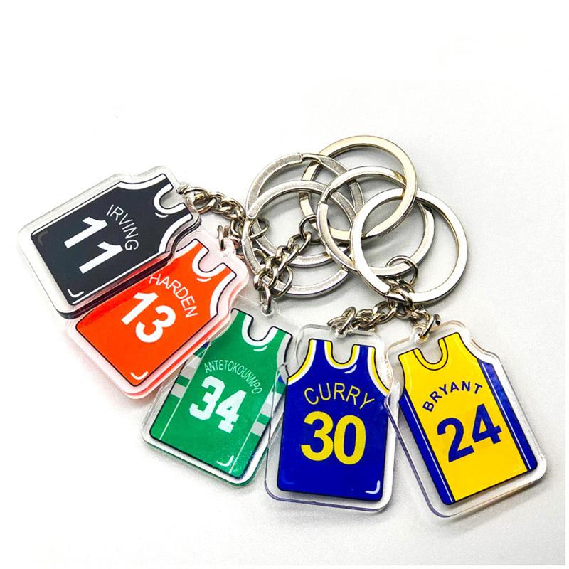 Printed On Both Sides Jersey Shape Keychain Charms Sports Key Rings Basketball Fan Trinket Souvenir Accessories Gifts 0