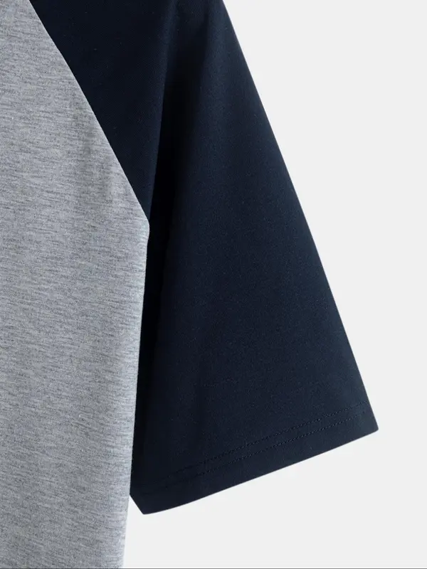 Men's Colorblock Raglan Sleeve Tee, Regular Fit Casual Soft Comfy Round Neck Short Sleeve T-shirt for Summer, Men's Top for Daily Wear 3