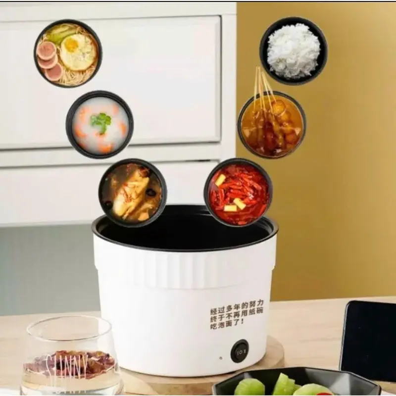 Nồi Lẩu Điện Mini Đa Năng Chống Dính Vân Đá Dung Tích 1,8L, Cốc Lẩu Cô Đơn Hot Có Thể Chiên, Sào, Nấu Mì Dễ Dàng Vệ Sinh Nồi Điện Nấu Ăn 2