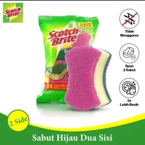 3M Scotch Brite sabut spons 2in1 ID 34 sabut spons 2 sisi